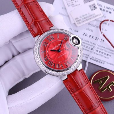 Cartier 33MM In Diameter Stainless Steel NH05 Movement Red Cartier Watch